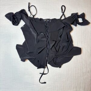 Iris Black Ruffled Off-Shoulder Blouse